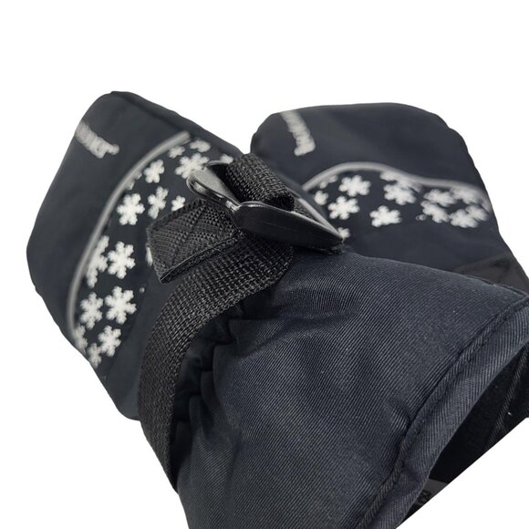 isotoner Kids Waterproof Winter Mittens Fleece Lining Black Small Medium New - Picture 3 of 6